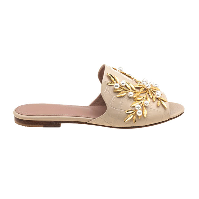 Lacey butterfly embellished leather slide sandal on sale